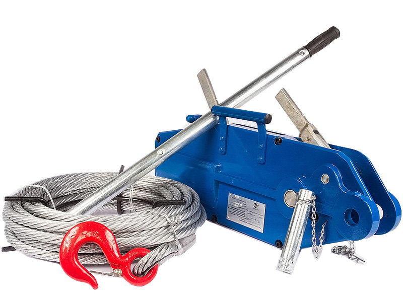 Лебедка рычажная тросовая TOR МТМ 800, 0,8 т, L=20м (стальной корпус) 